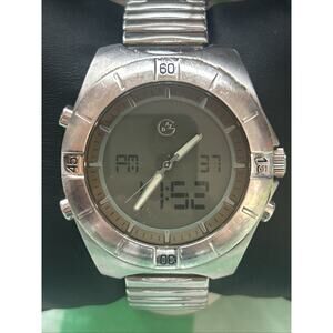 George Silver Tone Digital And Analog Men’s Watch